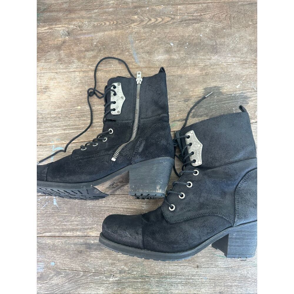Diesel The Wild Land Canionik Black Suede Lace Up Combat Boots EU 37 US 7